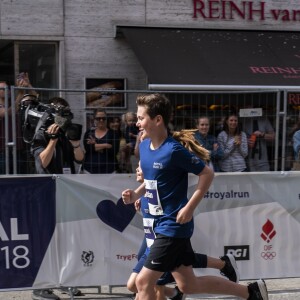 La princesse Mary de Danemark et ses enfants le prince Christian, la princesse Isabella, le prince Vincent et la princesse Josephine ont couru la Royal Run organisée pour les 50 ans du prince Frederik, à Copenhague/Frederiksberg, le 21 mai 2018.