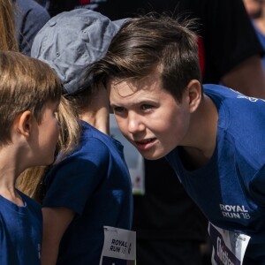 La princesse Mary de Danemark et ses enfants le prince Christian, la princesse Isabella, le prince Vincent et la princesse Josephine ont couru la Royal Run organisée pour les 50 ans du prince Frederik, à Copenhague/Frederiksberg, le 21 mai 2018.