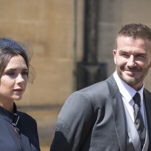 David Beckham et sa femme Victoria - Les invités à la sortie de la chapelle St. George au château de Windsor, Royaume Uni, le 19 mai 2018.