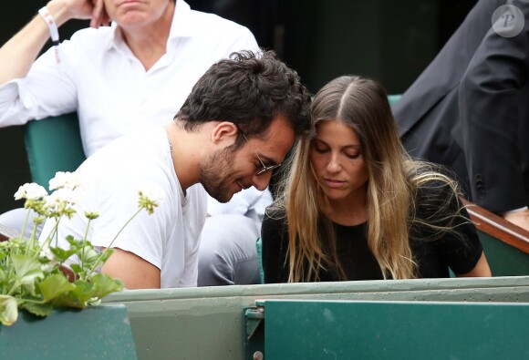Amir Haddad et sa femme Lital en tribune lors des internationaux de tennis de Roland-Garros le 28 mai 2018. © Dominique Jacovides / Cyril Moreau / Bestimage