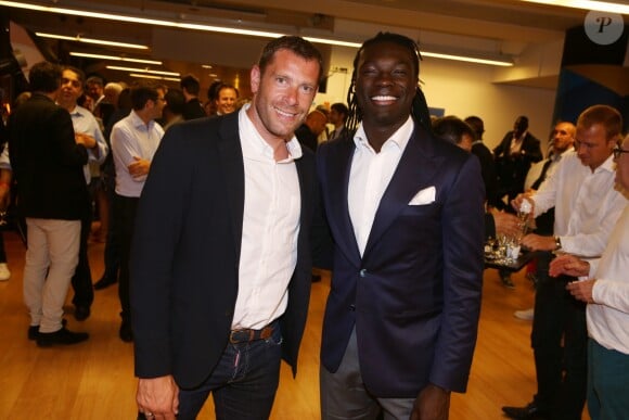 Exclusif - Sylvain Armand et Bafetimbi Gomis au match de football France-Irlande dans le salon Orange au Stade de France à St-Denis, France, le 28 mai 2018.