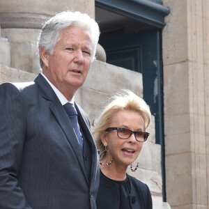 Pierre Dhostel (fils de Pierre Bellemare) et sa femme Carole Bellemare - Obsèques de Pierre Bellemare à l'église Saint-Roch de Paris, France, le 31 mai 2018.