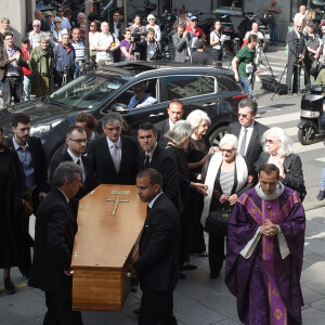 Line Renaud, Roselyne Bracchi (femme de Pierre Bellemare) et Françoise Bellemare - Obsèques de Pierre Bellemare à l'église Saint-Roch de Paris, France, le 31 mai 2018.