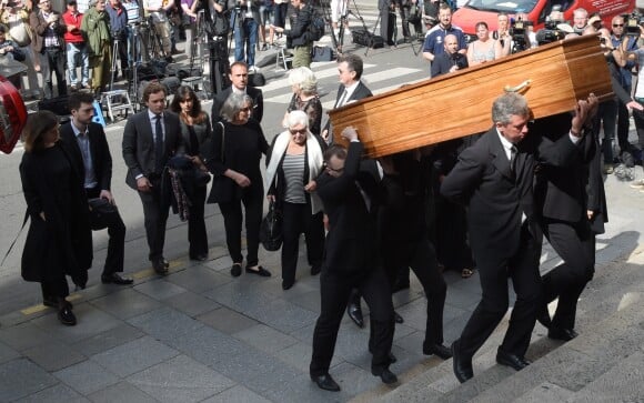 Françoise Bellemare et Line Renaud - Obsèques de Pierre Bellemare à l'église Saint-Roch de Paris, France, le 31 mai 2018.