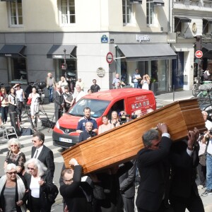 Line Renaud, Roselyne Bracchi (femme de Pierre Bellemare), Françoise Bellemare - Obsèques de Pierre Bellemare à l'église Saint-Roch de Paris, France, le 31 mai 2018.