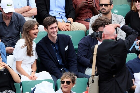 Jean-Baptiste Maunier et Ophélie Meunier - People dans les tribunes lors des Internationaux de France de Tennis de Roland-Garros à Paris le 1er juin 2018.