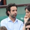 Laurie Cholewa et son fiancé Greg Levy - People dans les tribunes lors des Internationaux de France de Tennis de Roland-Garros à Paris le 1er juin 2018.