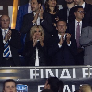 Le Président de la République Emmanuel Macron et sa femme la Première Dame Brigitte Macron (Trogneux) au concert de Mika après la finale du Top 14 français entre Montpellier et Castres au Stade de France à Paris, le 2 juin 2018. Le couple présidentiel est ensuite allé féliciter Mika dans les loges. © Pierre Perusseau/Bestimage