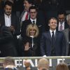 Le Président de la République Emmanuel Macron a été rejoint par sa femme la Première Dame Brigitte Macron (Trogneux) lors de la finale du Top 14 français entre Montpellier et Castres au Stade de France à Paris, le 2 juin 2018. © Pierre Perusseau/Bestimage