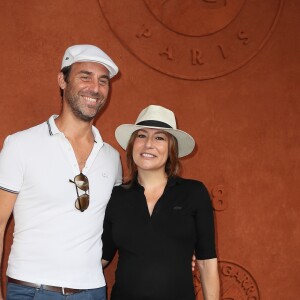 Shirley Bousquet, enceinte, et son compagnon Charles au village des Internationaux de France de Tennis de Roland-Garros à Paris le 3 juin 2018. © Dominique Jacovides-Cyril Moreau / Bestimage