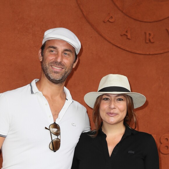 Shirley Bousquet, enceinte, et son compagnon Charles au village des Internationaux de France de Tennis de Roland-Garros à Paris le 3 juin 2018. © Dominique Jacovides-Cyril Moreau / Bestimage
