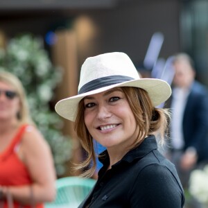 Shirley Bousquet, enceinte, au village des Internationaux de France de Tennis de Roland-Garros à Paris le 3 juin 2018. © Dominique Jacovides-Cyril Moreau / Bestimage