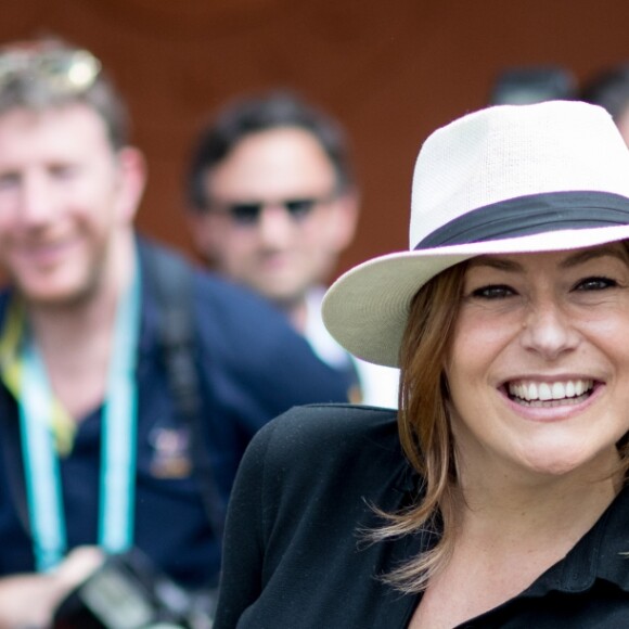 Shirley Bousquet, enceinte, au village des Internationaux de France de Tennis de Roland-Garros à Paris le 3 juin 2018. © Dominique Jacovides-Cyril Moreau / Bestimage