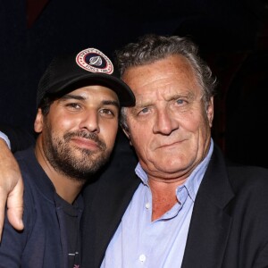 Exclusif - Samy Gharbi de la série "Demain nous appartient sur TF1", Patrick Rocca - People en backstage du concert de Charlotte Valandrey au bateau théâtre "Le Nez Rouge" à Paris le 1er juin 2018. © Cédric Perrin/Bestimage