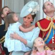 La famille royale britannique lors de la parade militaire Trooping the Colour à Londres le 9 juin 2018