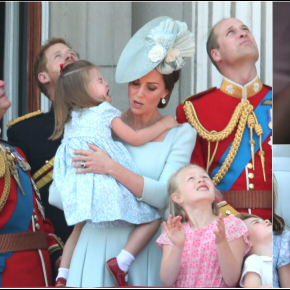 La famille royale britannique lors de la parade militaire Trooping the Colour à Londres le 9 juin 2018