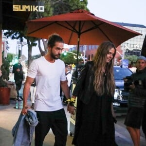 Exclusif - Heidi Klum fête son 45ème anniversaire avec son compagnon Tom Kaulitz et ses enfants Lou, Henry et Leni au restaurant Via Veneto à Santa Monica le 1er juin 2018.