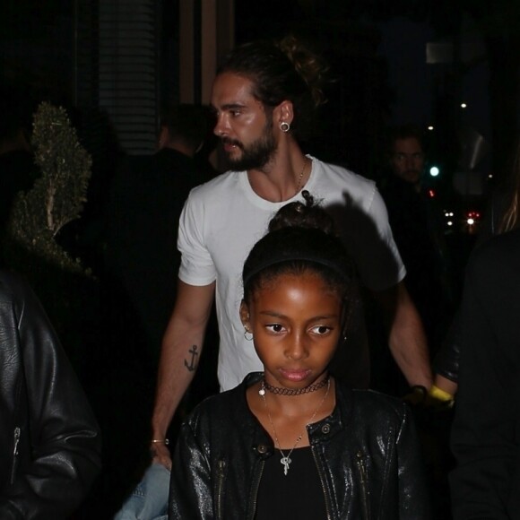 Exclusif - Heidi Klum fête son 45ème anniversaire avec son compagnon Tom Kaulitz et ses enfants Lou, Henry et Leni au restaurant Via Veneto à Santa Monica le 1er juin 2018.