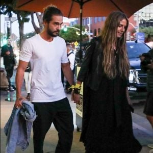 Exclusif - Heidi Klum fête son 45ème anniversaire avec son compagnon Tom Kaulitz et ses enfants Lou, Henry et Leni au restaurant Via Veneto à Santa Monica le 1er juin 2018.