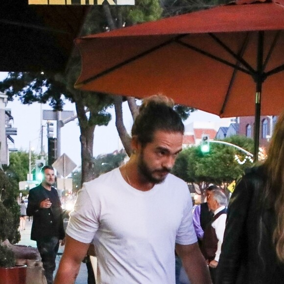 Exclusif - Heidi Klum fête son 45ème anniversaire avec son compagnon Tom Kaulitz et ses enfants Lou, Henry et Leni au restaurant Via Veneto à Santa Monica le 1er juin 2018.