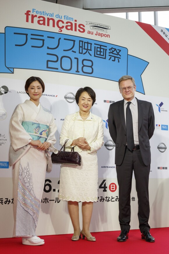 Takako Tokiwa, Fumiko Hayashi et Laurent Pic - People à la cérémonie d'ouverture du Festival du Film Français à Yokohama au Japon. Le 21 juin 2018 21/06/2018 - Yokohama