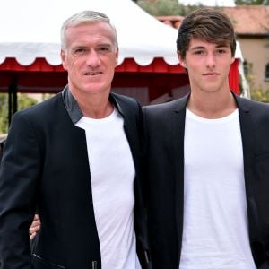 Le séléctionneur de l'équipe de France de football, Didier Deschamps et son fils ont assisté à la victoire de Novak Djokovic en 3 sets sur Tomas Berdych en finale de la 109ème édition du Monte Carlo Rolex Masters à Roquebrune-Cap-Martin le 19 avril 2015.