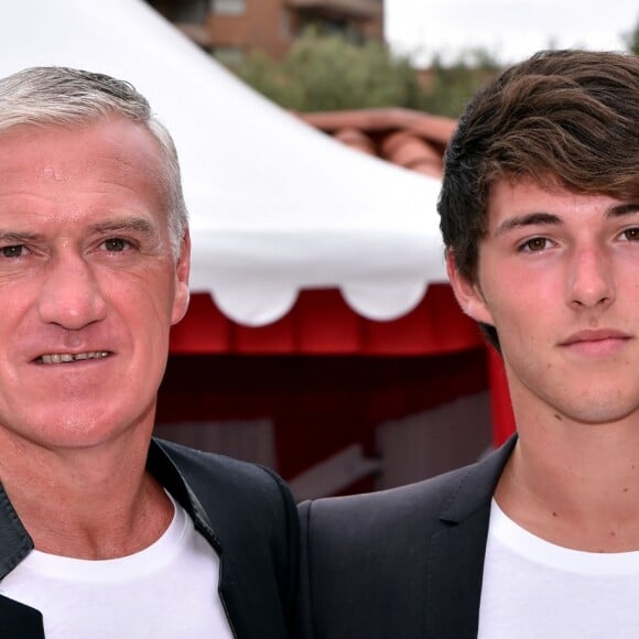 Le séléctionneur de l'équipe de France de football, Didier Deschamps et son fils ont assisté à la victoire de Novak Djokovic en 3 sets sur Tomas Berdych en finale de la 109ème édition du Monte Carlo Rolex Masters à Roquebrune-Cap-Martin le 19 avril 2015.