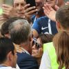 Didier Deschamps avec sa femme Claude et son fils Dylan sous le regard de Jean-Roch lors de France-Argentine en 8e de finale de la Coupe du monde de football le 30 juin 2018 à Kazan en Russie. © Cyril Moreau/Bestimage