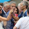 Didier Deschamps et sa femme Claude avec Nagui lors de France-Argentine en 8e de finale de la Coupe du monde de football le 30 juin 2018 à Kazan en Russie. © Cyril Moreau/Bestimage