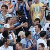 Dylan Deschamps, Nagui et sa femme Mélanie Page lors de France-Argentine en 8e de finale de la Coupe du monde de football le 30 juin 2018 à Kazan en Russie. © Cyril Moreau/Bestimage