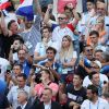 Michel Cymes, Bruno Solo, Fabrice Santoro et Jean-Roch lors de France-Argentine en 8e de finale de la Coupe du monde de football le 30 juin 2018 à Kazan en Russie. © Cyril Moreau/Bestimage