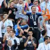 Michel Cymes, Bruno Solo, Nagui et Jean-Roch lors de France-Argentine en 8e de finale de la Coupe du monde de football le 30 juin 2018 à Kazan en Russie. © Cyril Moreau/Bestimage