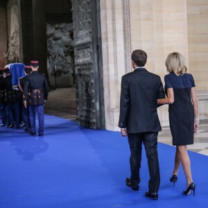 Le président de la République Emmanuel Macron et sa femme la première dame Brigitte Macron - Cérémonie d'entrée de Simone Veil et de son époux Antoine Veil au Panthéon à Paris le 1er juillet 2018 © Hamilton / Pool / Bestimage