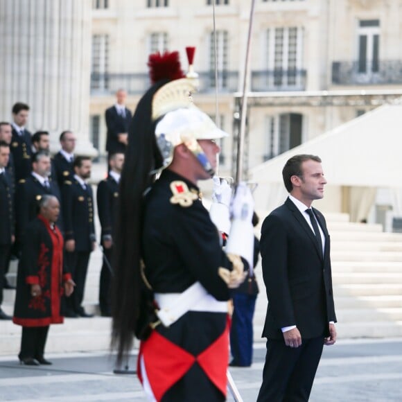 Barbara Hendricks et Emmanuel Macron, président de la République - Cérémonie d'entrée de Simone Veil et de son époux Antoine Veil au Panthéon à Paris le 1er juillet 2018 © Hamilton / Pool / Bestimage