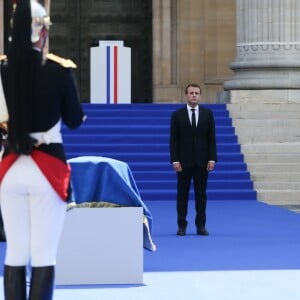 Emmanuel Macron, président de la République - Cérémonie d'entrée de Simone Veil et de son époux Antoine Veil au Panthéon à Paris le 1er juillet 2018 © Hamilton / Pool / Bestimage