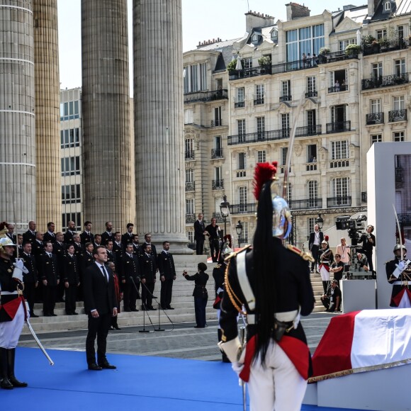 Emmanuel Macron, président de la République - Cérémonie d'entrée de Simone Veil et de son époux Antoine Veil au Panthéon à Paris le 1er juillet 2018 © Hamilton / Pool / Bestimage