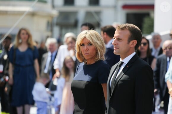 Le président de la République française Emmanuel Macron et sa femme la première dame Brigitte Macron - Cérémonie d'entrée de Simone Veil et de son époux Antoine Veil au Panthéon à Paris le 1er juillet 2018 © Hamilton / Pool / Bestimage