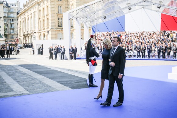 Le président de la République française Emmanuel Macron et sa femme la première dame Brigitte Macron - Cérémonie d'entrée de Simone Veil et de son époux Antoine Veil au Panthéon à Paris le 1er juillet 2018 © Hamilton / Pool / Bestimage