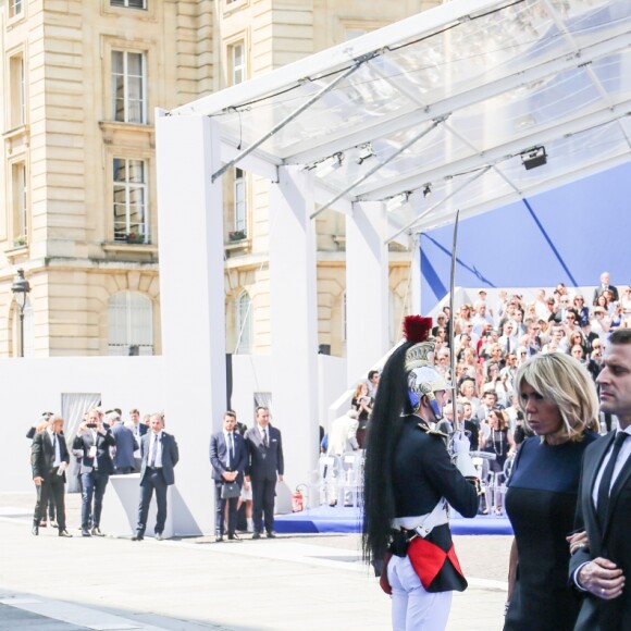 Le président de la République française Emmanuel Macron et sa femme la première dame Brigitte Macron - Cérémonie d'entrée de Simone Veil et de son époux Antoine Veil au Panthéon à Paris le 1er juillet 2018 © Hamilton / Pool / Bestimage