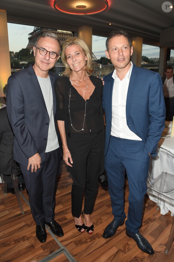 Philippe Besson, Claire Chazal et Marc-Olivier Fogiel - Soirée du 90e anniversaire de Line Renaud sur le bateau Potel & Chabot "Pavillon Seine" à Paris le 2 juillet 2018. © Coadic Guirec/Bestimage