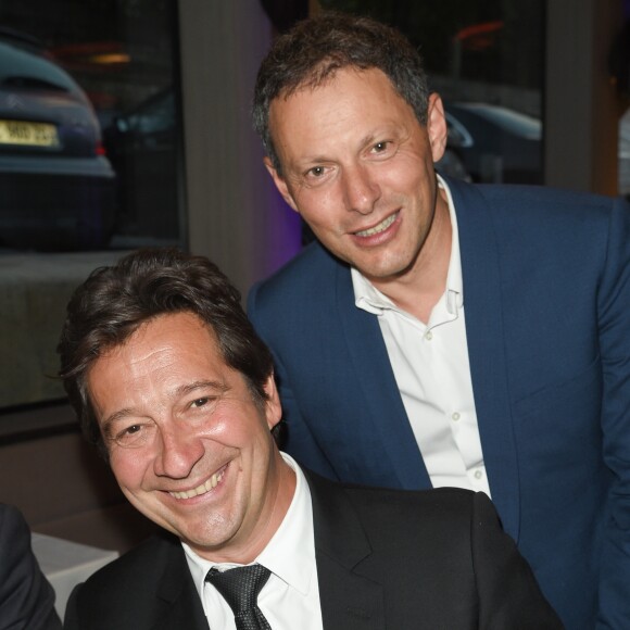 Laurent Gerra et Marc-Olivier Fogiel - Soirée du 90e anniversaire de Line Renaud sur le bateau Potel & Chabot "Pavillon Seine" à Paris le 2 juillet 2018. © Coadic Guirec/Bestimage