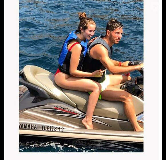 Luca Zidane, le fils de Zinédine Zidane, en vacances à Ibiza en sa compagne Charlotte. Instagram le 4 juillet 2018.