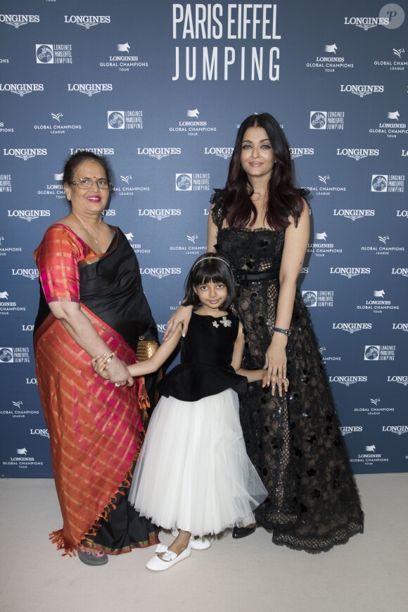 Exclusif - Aishwarya Rai avec sa mère Brindya Rai et sa fille Aaradhya Bachchan - Photocall du Longines Paris Eiffel Jumping au Champ de Mars à Paris. Le 6 juillet 2018 © Borde-Veeren / Bestimage