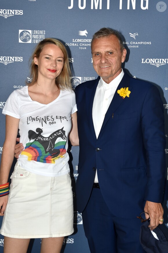 Exclusif - Jean-Charles de Castelbajac et sa compagne Pauline de Drouas - Photocall du Longines Paris Eiffel Jumping au Champ de Mars à Paris, le 6 juillet 2018. © Veeren/Borde/Bestimage