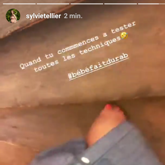Sylvie Tellier essaye plusieurs techniques pour accoucher plus vite - Instagram, 9 juillet 2018