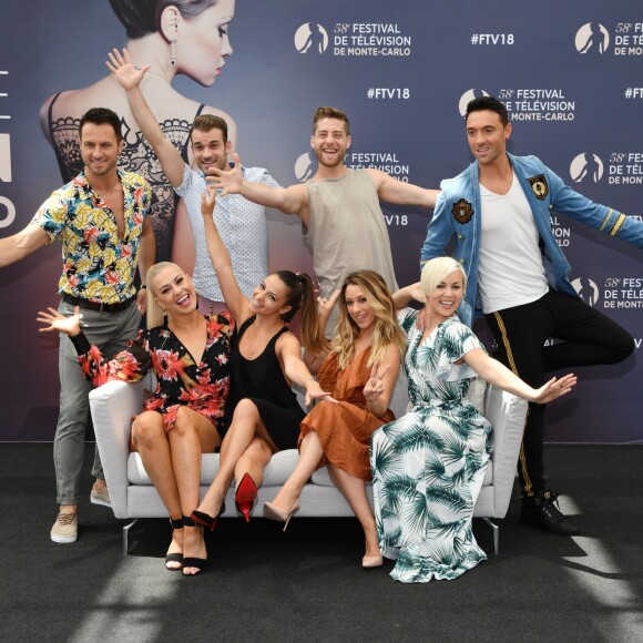 Christian Millette, Yann-Alric Mortreuil, Guillaume Foucault, Maxime Dereymez, Katrin Patchett, Denitsa Ikonomova, Jad Geropp et Emmanuelle Berne - La troupe de "Danse avec les Stars" lors d'un photocall à l'occasion du 58ème Festival de Télévision de Monte-Carlo au Grimaldi Forum à Monaco. Le 19 juin 2018 © Bruno Bebert / Bestimage