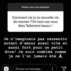 Caroline Receveur maman comblée - story Instagram, 11 juillet 2018