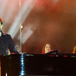 Patrick Bruel - Véronique Sanson en concert pour l'ouverture du festival des Francofolies de La Rochelle, le 11 juillet 2018.