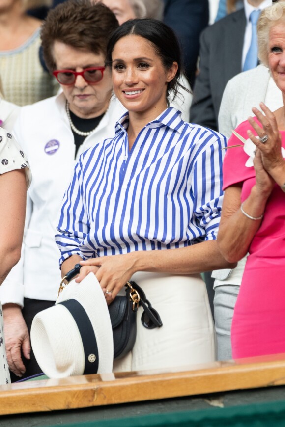 La duchesse Meghan de Sussex (Meghan Markle) à Wimbledon le 14 juillet 2018.