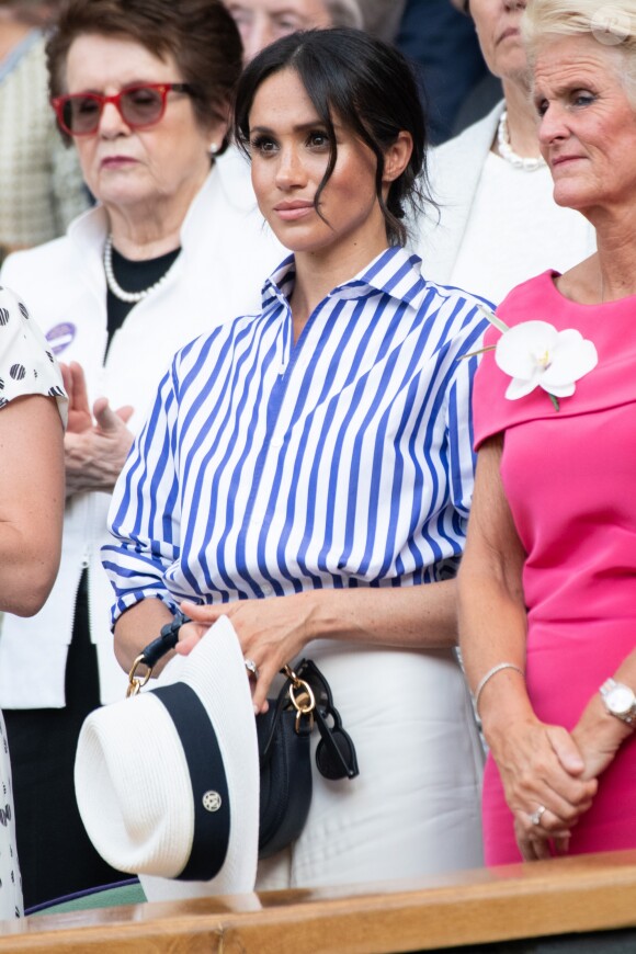 La duchesse Meghan de Sussex (Meghan Markle) à Wimbledon le 14 juillet 2018.